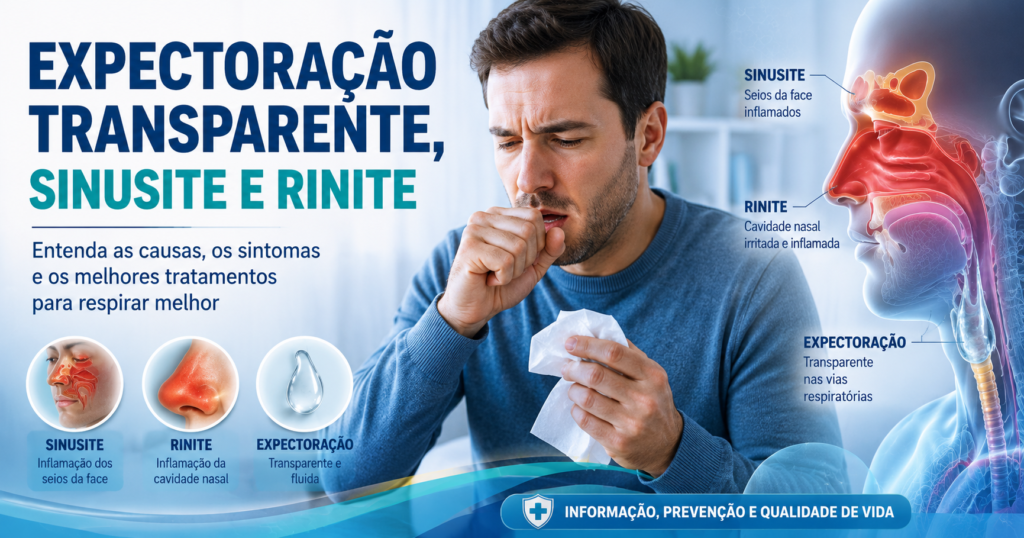 Expectoração transparente, sinusite e rinite: entenda as diferenças, as causas e como aliviar os sintomas.