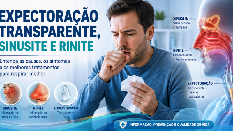 Expectoração transparente, sinusite e rinite.