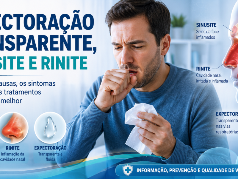 Expectoração transparente, sinusite e rinite.